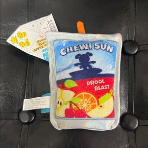 New Barkbox Drool Blast Juice Pooch Small Dog Plush Stuffed Crinkle Squeaky Toy